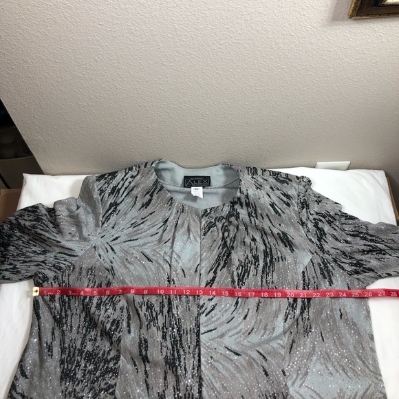 Alex Evenings Made In USA 2 Pieces Set Stretchy Glitter Printed 3/4 Sleeve 3X - Picture 7 of 16